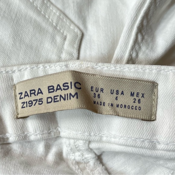 Zara Basic Z1975 Denim Racing Stripes Skinny Jeans White Size 4 - Picture 6 of 7